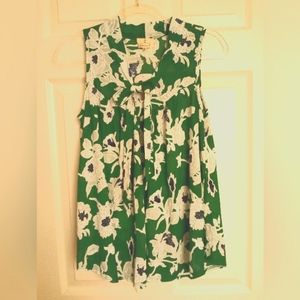 Beautiful! Women's Green & White Sleeveless Top with Bowtie Size M